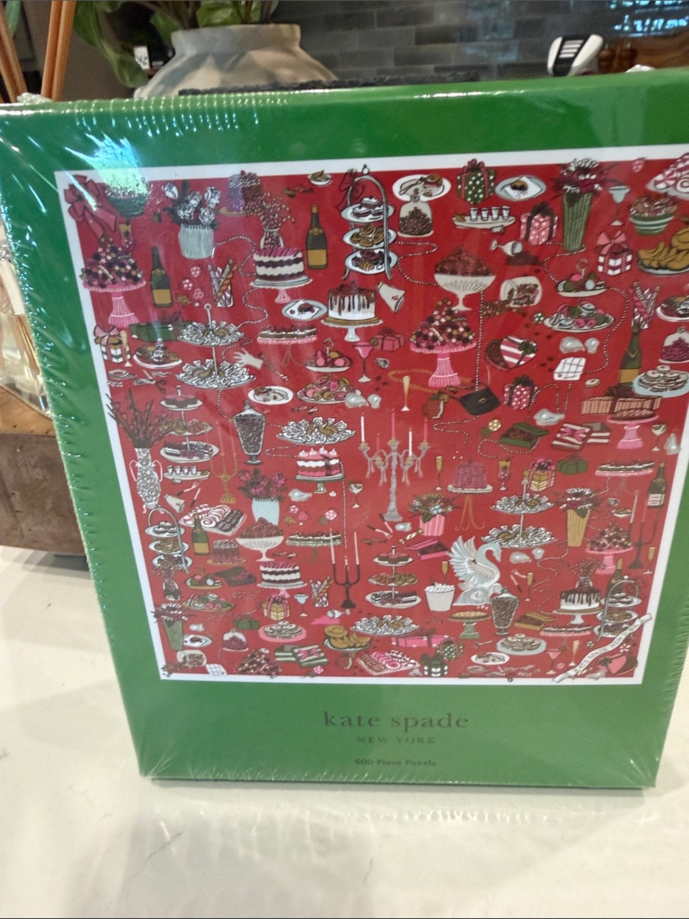 New! kate spade red and green party dessert puzzle